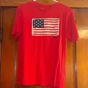 Polo by Ralph Lauren Red Kids Short Sleeve Tee with American Flag